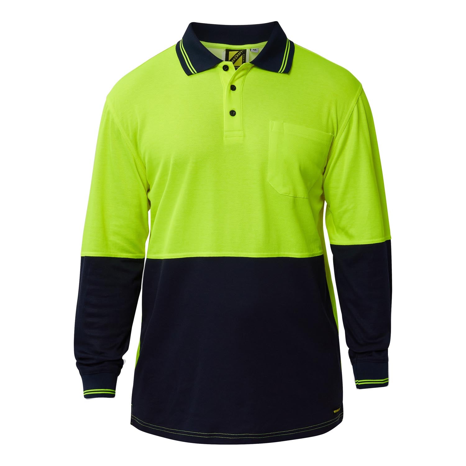 HI VIS LONG SLEEVE COTTON BACK POLO WITH POCKET