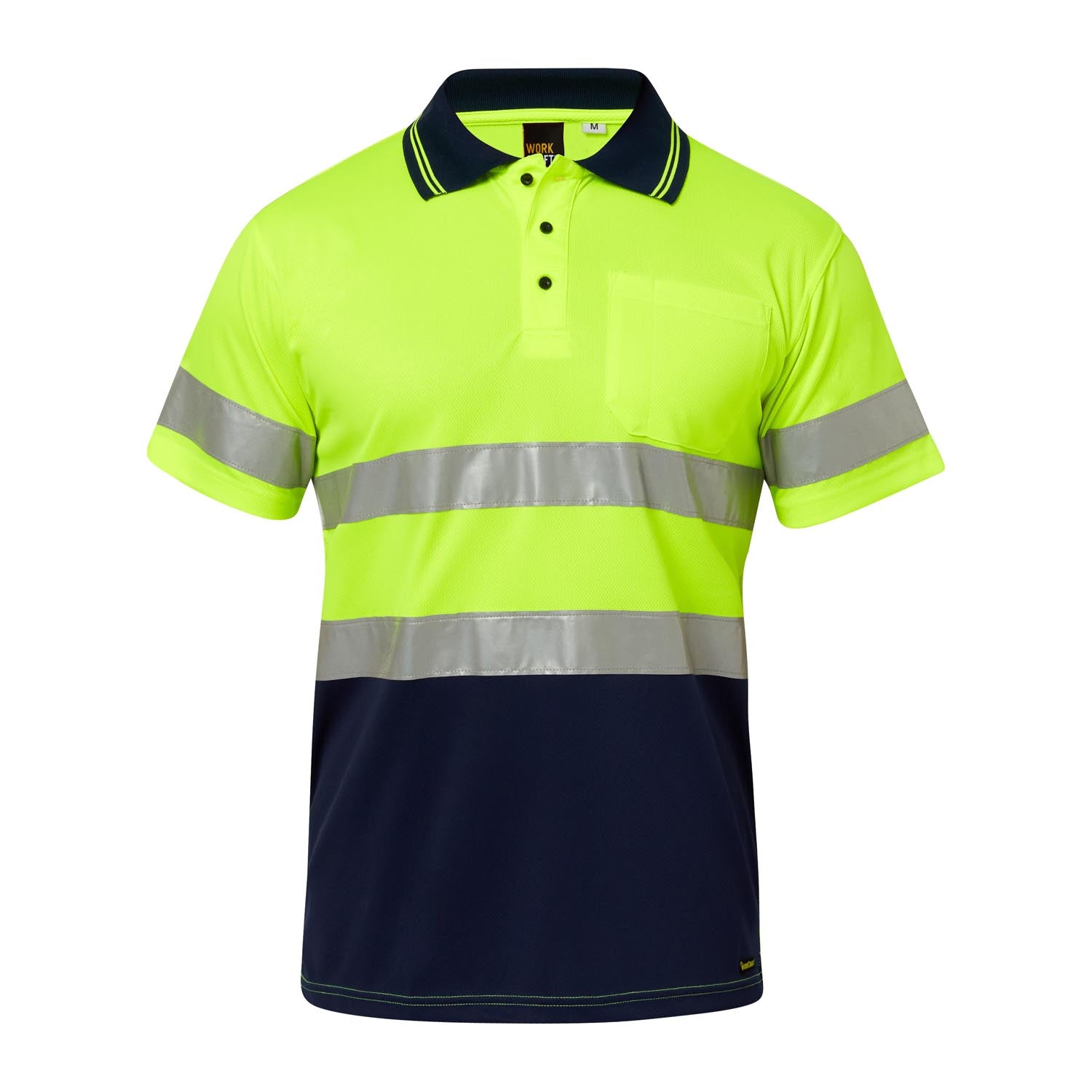 HI VIS SHORT SLEEVE MICROMESH REFLECTIVE POLO WITH POCKET