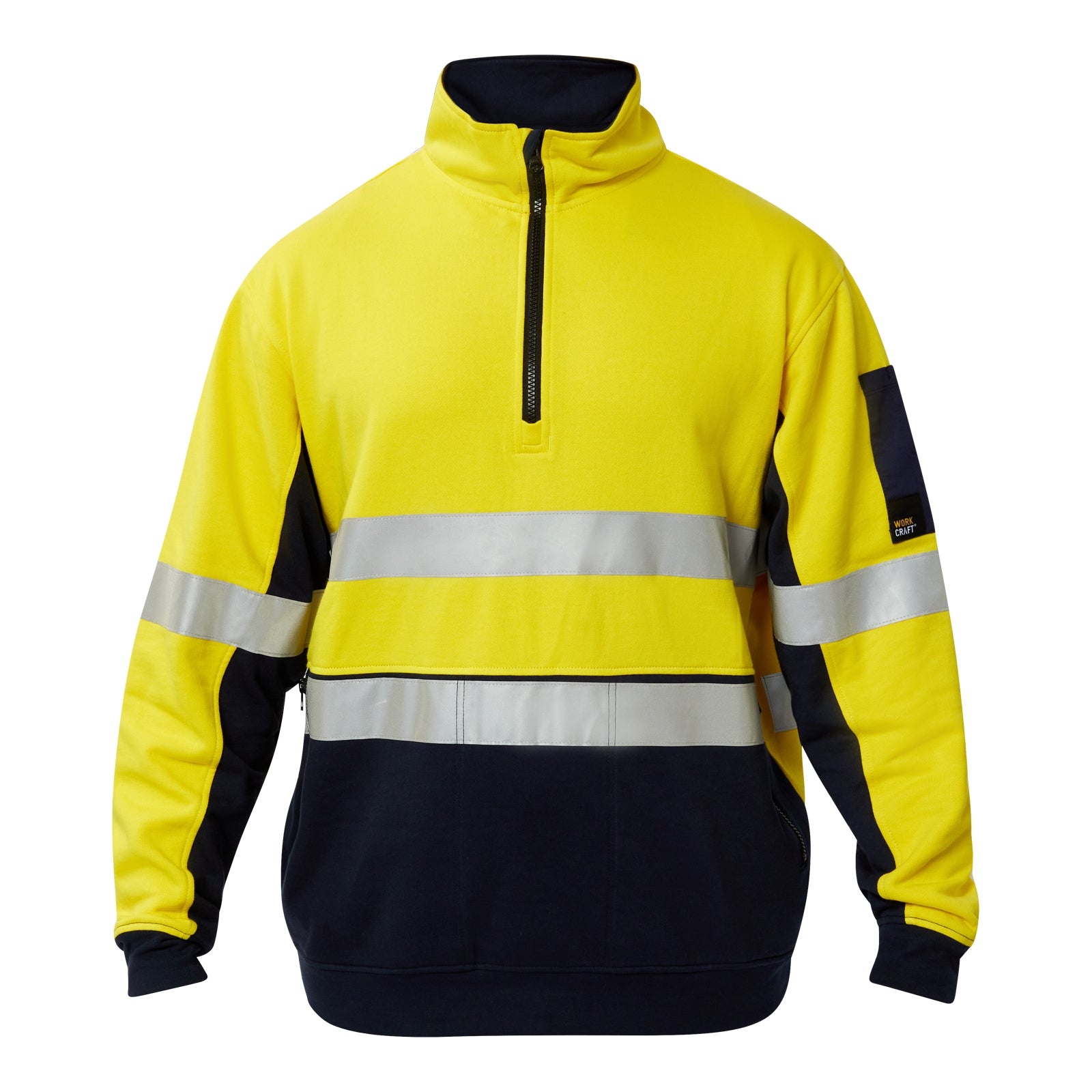 HI VIS HALF ZIP COTTON REFLECTIVE PULLOVER