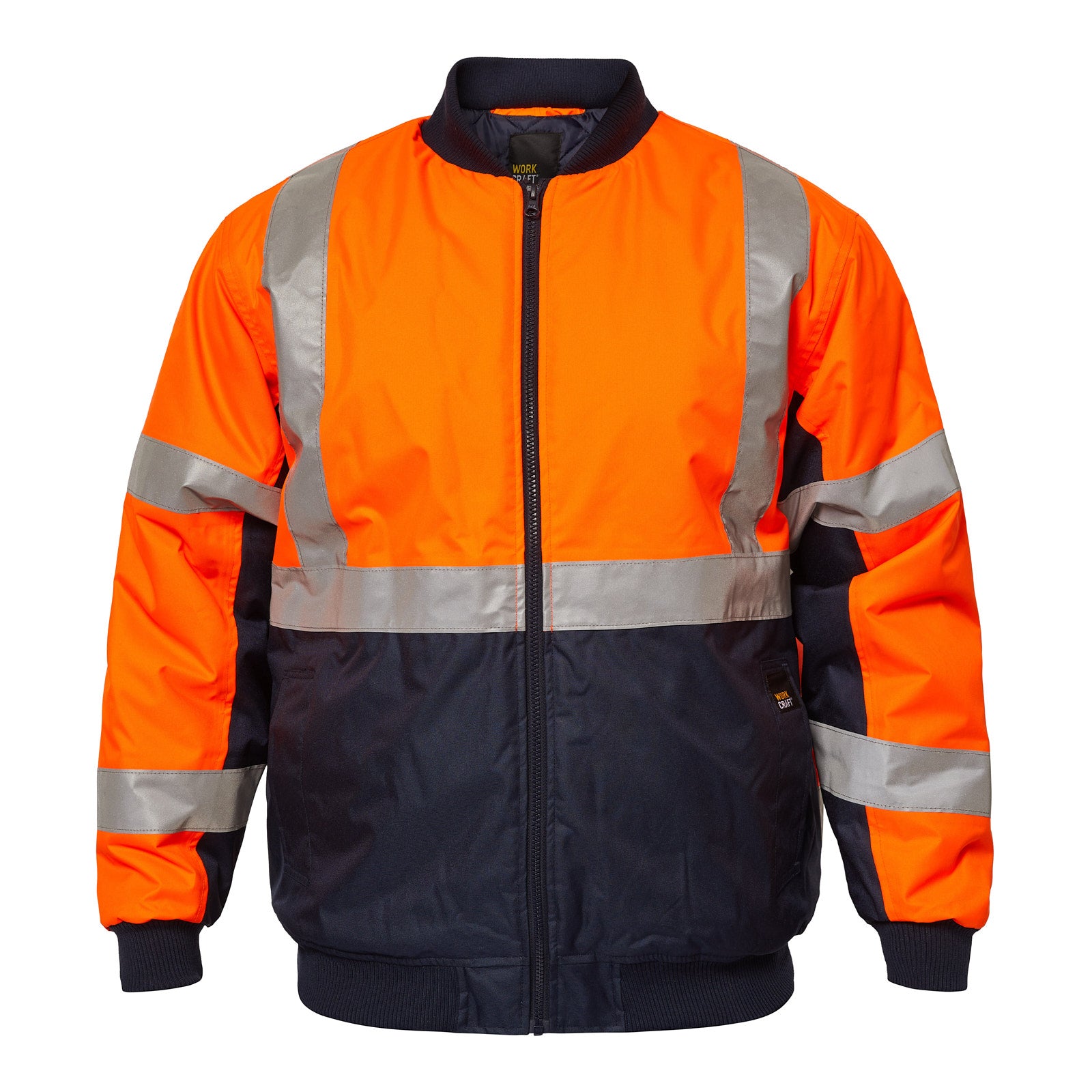 HI VIS REFLECTIVE BOMBER JACKET WITH X PATTERN