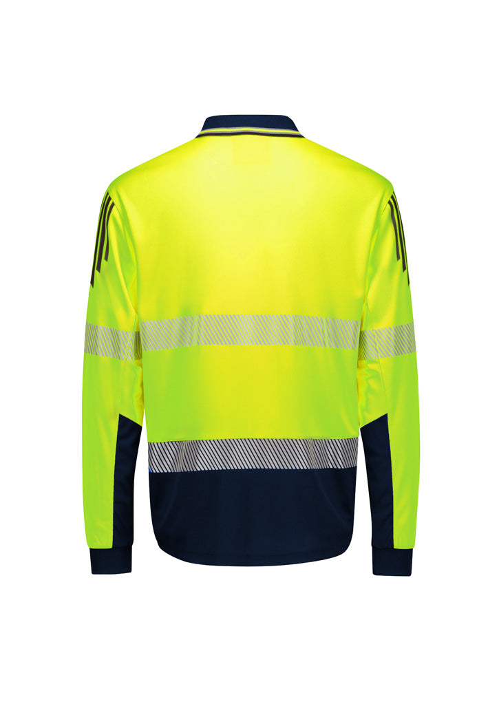 Mens Hi Vis Flux Segmented Tape Long Sleeve Polo