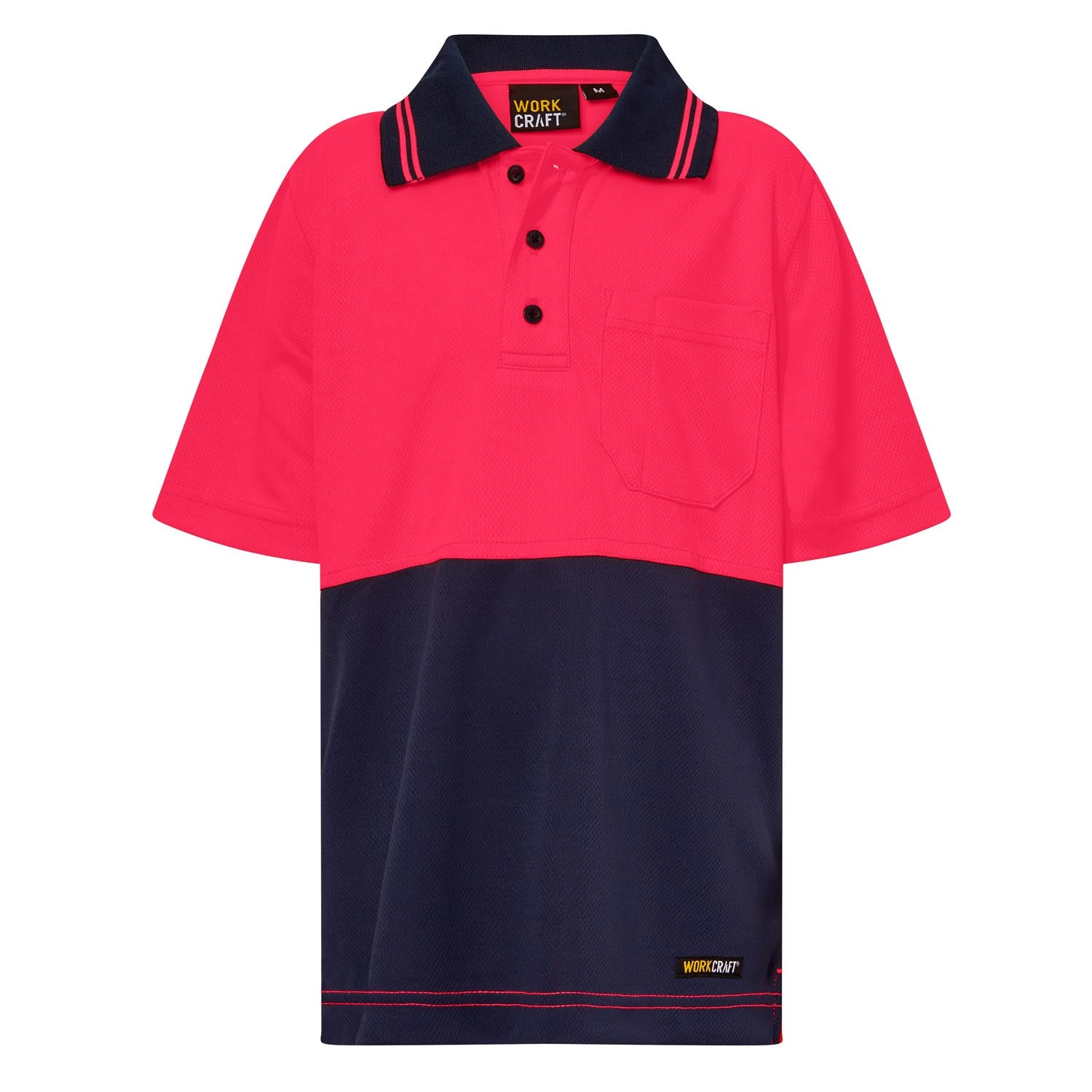 KIDS HI VIS SHORT SLEEVE MICROMESH POLO WITH POCKET