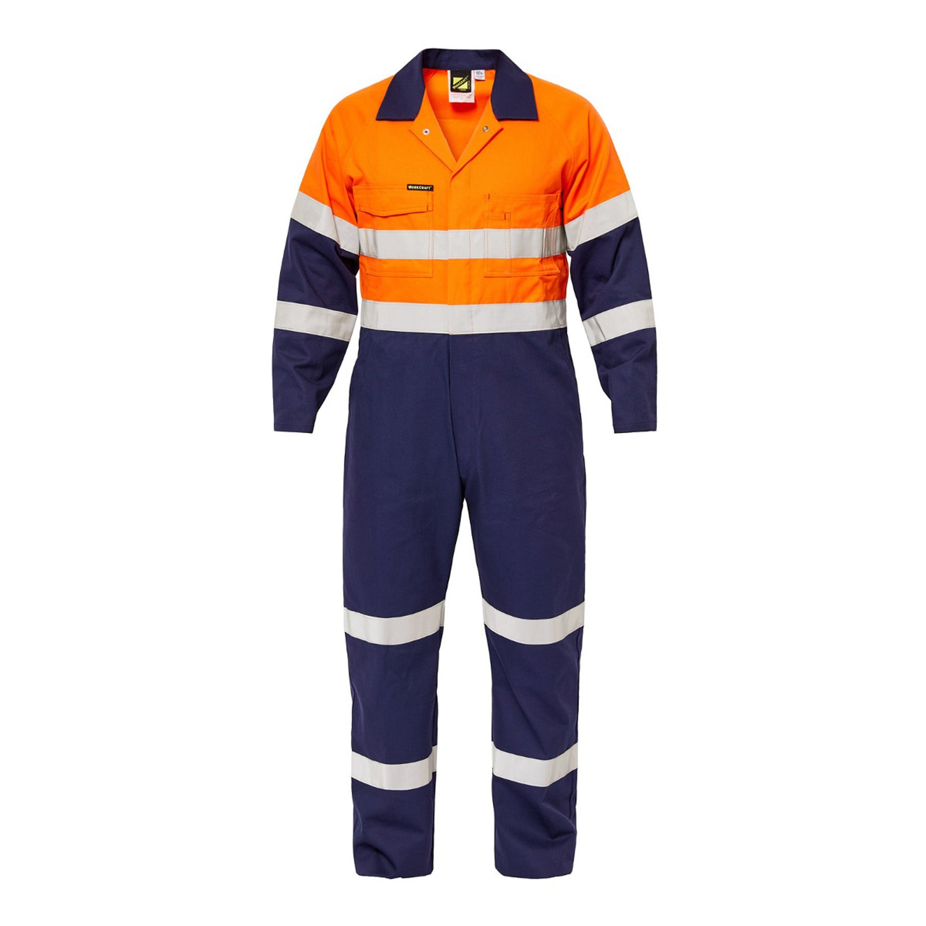 HI VIS TWO TONE COTTON DRILL COVERALLS WITH INDUSTRIAL LAUNDRY REFLECTIVE TAPE