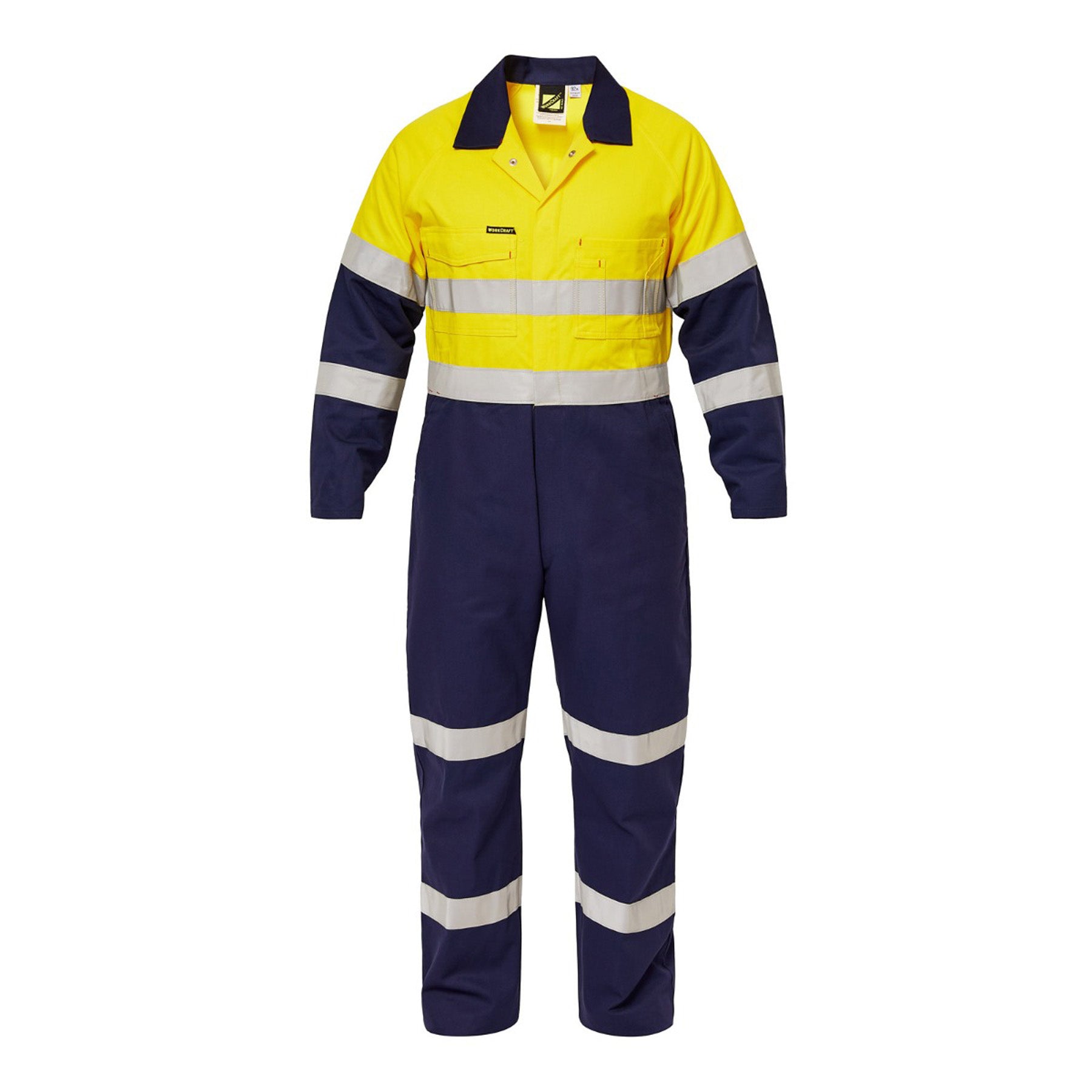 HI VIS TWO TONE COTTON DRILL COVERALLS WITH INDUSTRIAL LAUNDRY REFLECTIVE TAPE