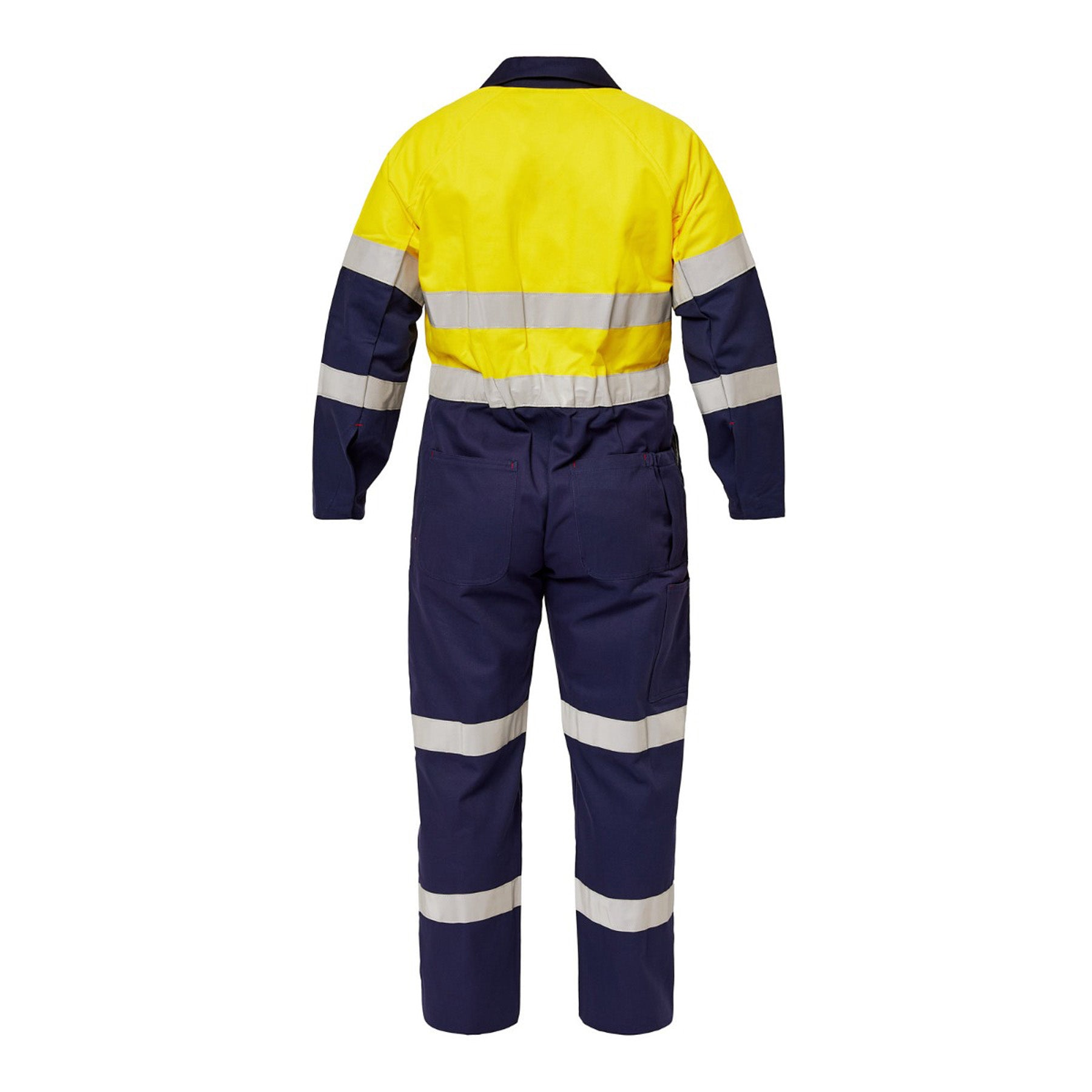 HI VIS TWO TONE COTTON DRILL COVERALLS WITH INDUSTRIAL LAUNDRY REFLECTIVE TAPE