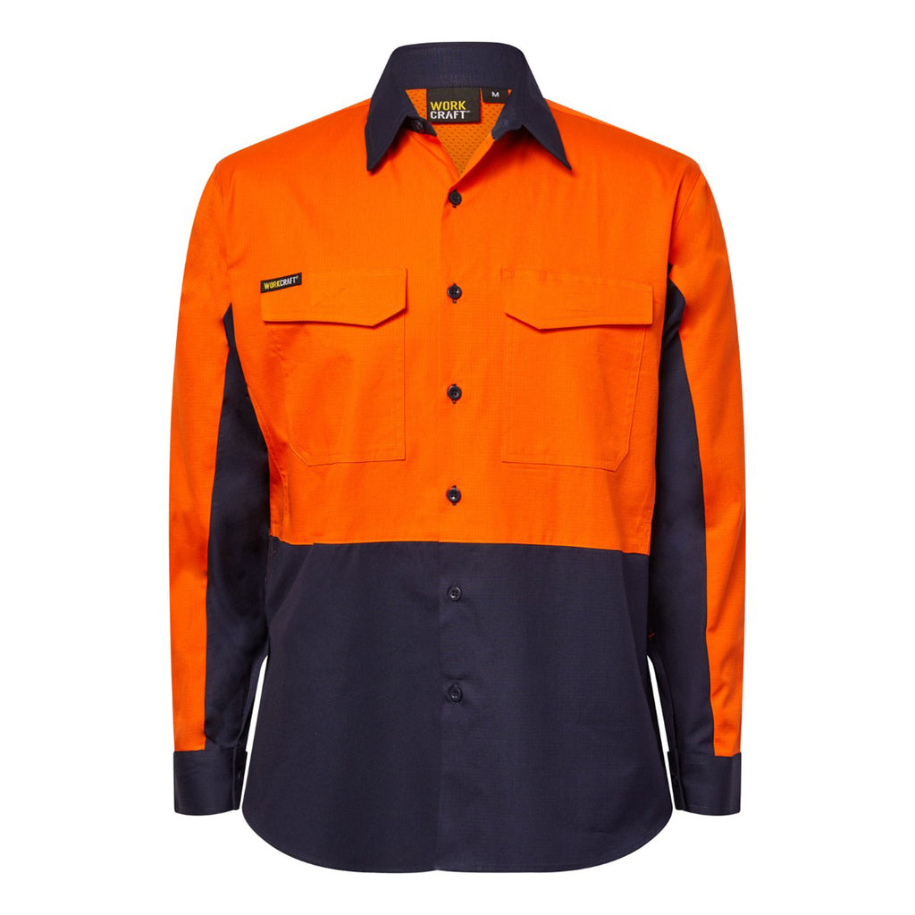 HI VIS LONG SLEEVE VENTED RIPSTOP SHIRT