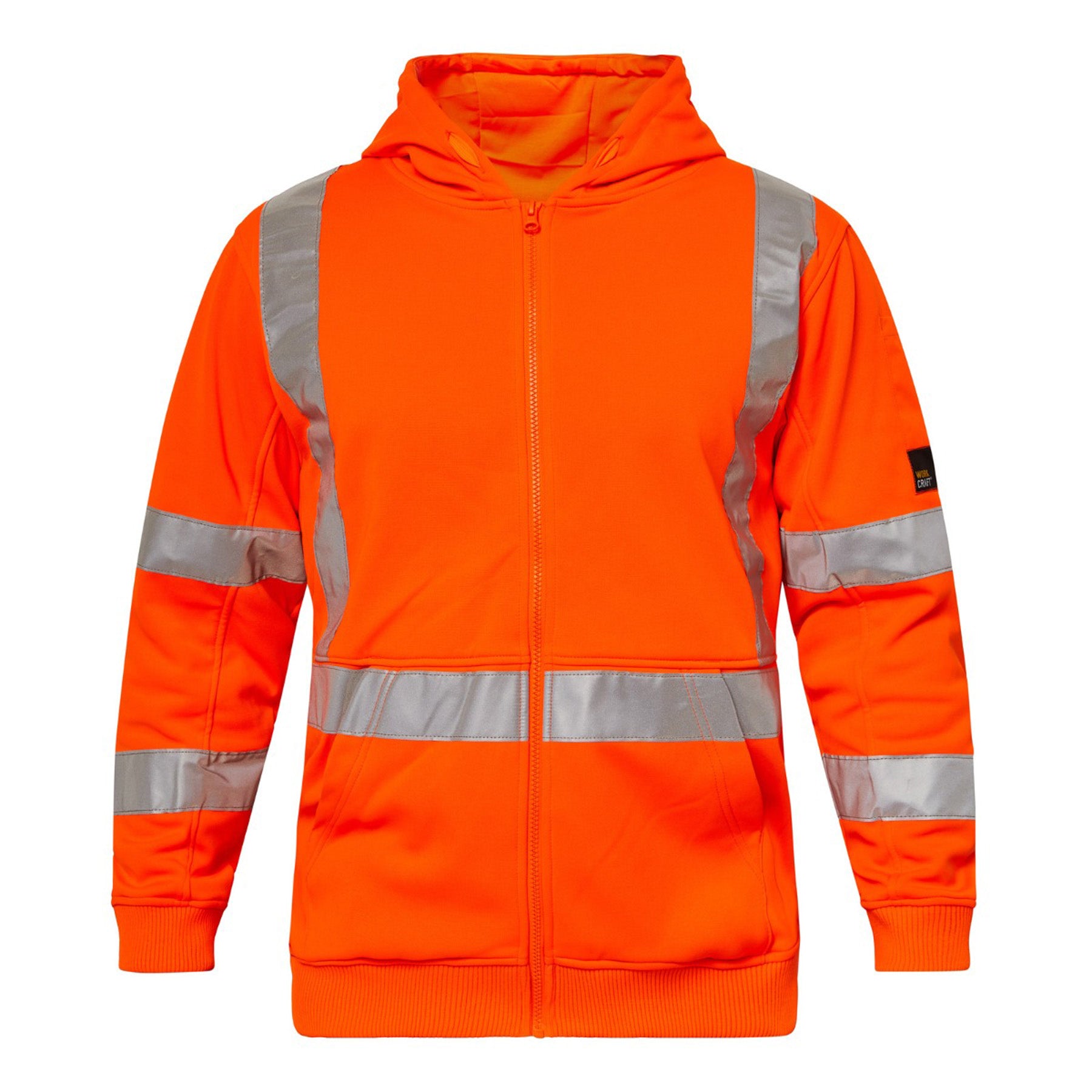 HI VIS ZIP HOODIE WITH REFLECTIVE X PATTERN
