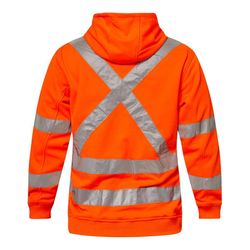 HI VIS ZIP HOODIE WITH REFLECTIVE X PATTERN