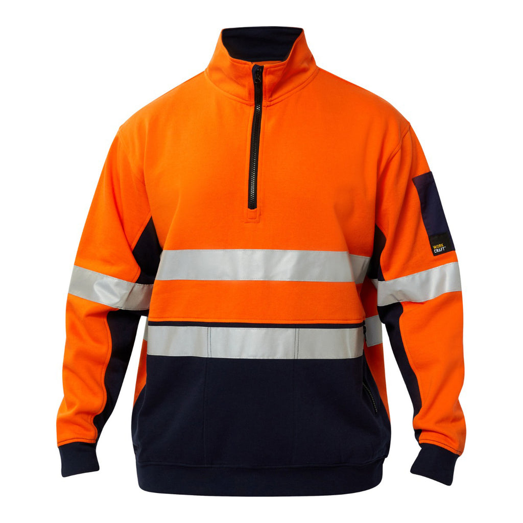 HI VIS HALF ZIP COTTON REFLECTIVE PULLOVER