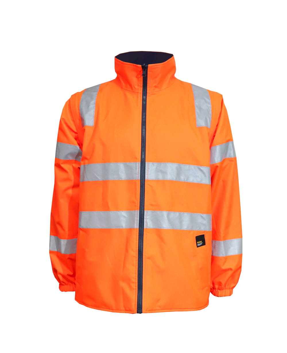 HI VIS 6 IN 1 TWO TONE REFLECTIVE JACKET WITH REMOVABLE SLEEVES